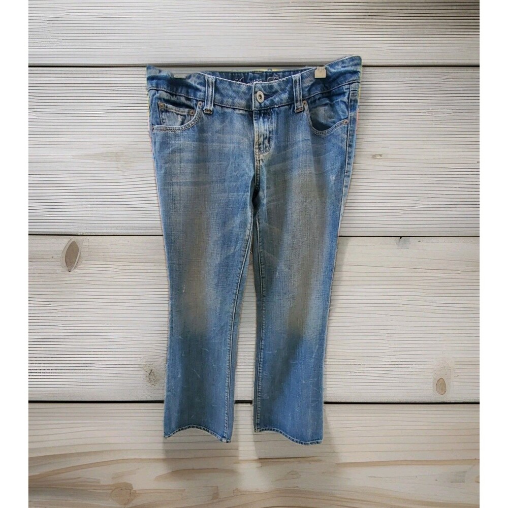 Vtg American Eagle Jeans Size 8 Women Wide Leg Favorite Boyfriend Distressed